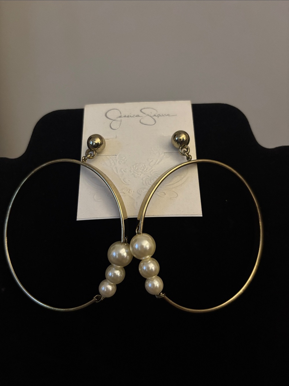Jessica Simpson Two-Tone Hoop Earrings with Pearl Drops